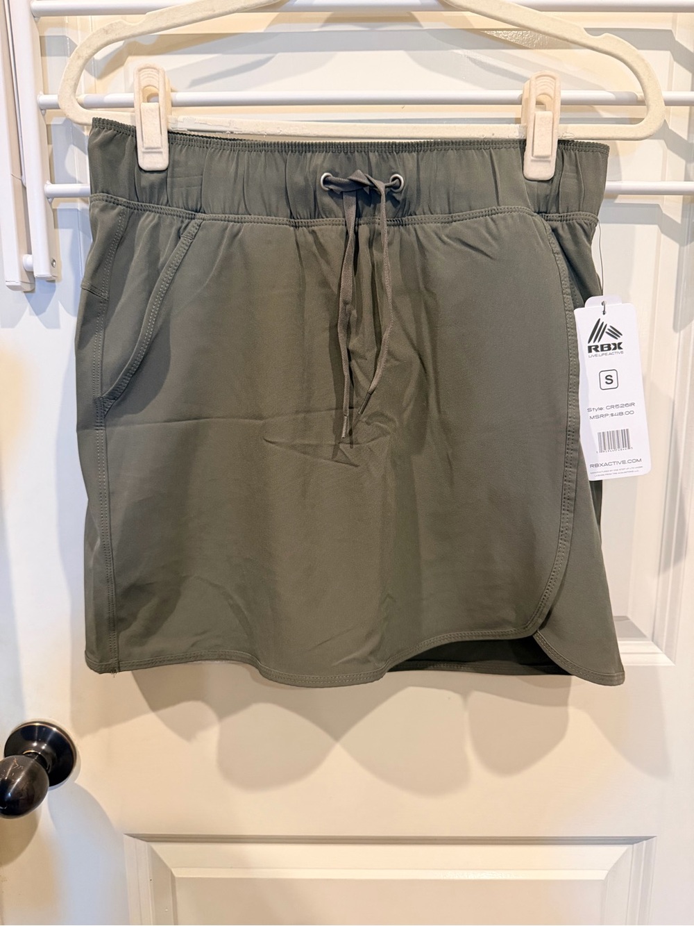 RBX Olive Green Drawstring Active Skort with Pockets